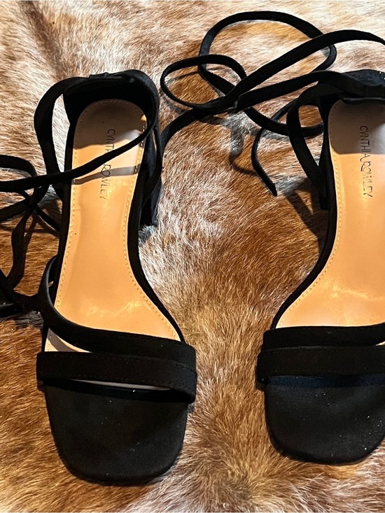 Cynthia Rowley Shoes - Cynthia Rowley Black Suede Lace-Up Block Heel Sandals